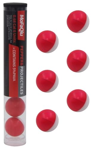 68 Cal 5% PAVA Pepper Balls nanometer Ultrafine Powder Diffusion Radius Increased by 80% Special Fracture Groove Design Laser Welding Compatible All .68 Cal Pepper Ball Launcher (6 Pepper Ball)