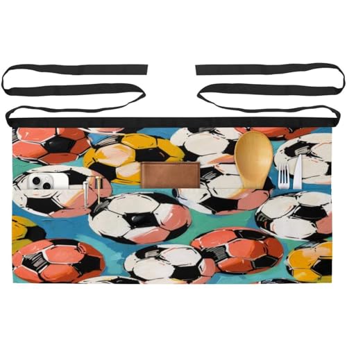 Tablier court de chef multicolore avec 3 poches de rangement pratiques