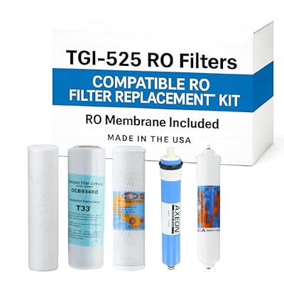 TGI-525 Filter Replacement Kit Compatible with Topway Global Reverse Osmosis System, One-Year Supply with Sediment, Carbon Block, and GAC Cartridges, 50 GPD RO Membrane, Plus a Post Carbon Filter