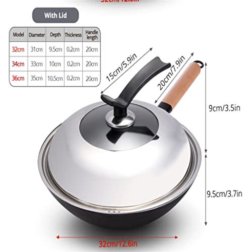 Wok de hierro grande para cocina doméstica 32 cm miniatura 6
