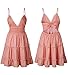 ECOWISH Womens V-Neck Spaghetti Strap Bowknot Backless Sleeveless Lace Mini Swing Skater Dress Pink-1 Small