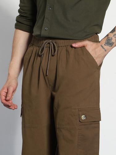 Image of Urbano Fashion Men's Loose Baggy Fit Cargo Jogger Chino Pant with 6 Pockets Stretchable
