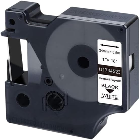 1PK 18483 Compatible with 12mm Tape Permanent Polyester Label for 4200 5200 5000 6000 Industrial Label Maker(24mm Black on White)