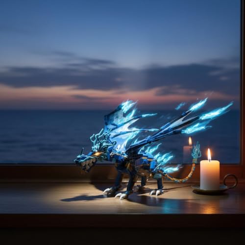 Image of SKY LINE OCEAN Blue Water Dragon Building Block Set (501 PCS) - Dragon Model Toy for Kids Boys & Girls, Mini Brick Collectible Figure, Creative Construction Gift | 5 Year Structural Warranty
