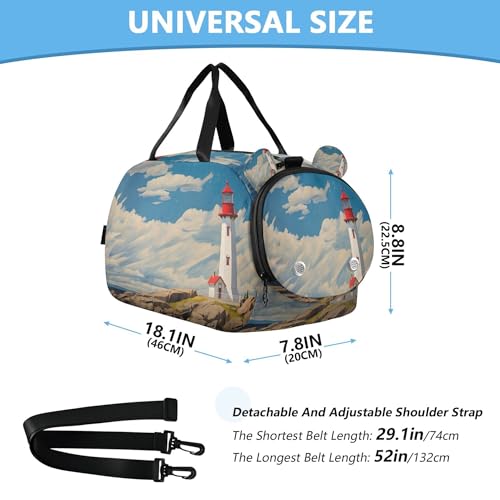 Lighthouse Kids Overnight Sports Duffel Bags with Shoe Compartment & Wet Pocket Travel Sport Gym Bag for Girls Boys3