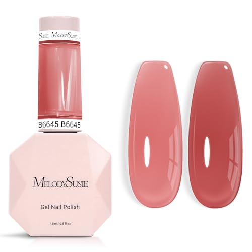 Image of MelodySusie Jeweliver Jelly Gel Nail Polish, 0.5Fl.oz Rose Nude Pink Gel Polish Soak Off UV LED Light Cure Gift for Women Manicure Nail Art DIY at Home B6645