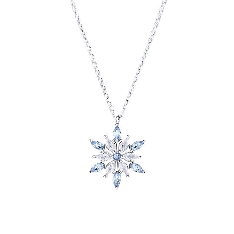 Collier flocon de neige argent S925 anti-ternissement pour décolleté sublimé