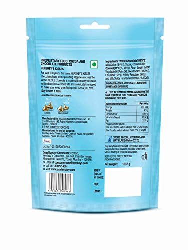 HERSHEY'S Kisses Cookies 'N' Creme Chocolate|Melt-In-Mouth Delights|Individually Wrapped 100.8Gram