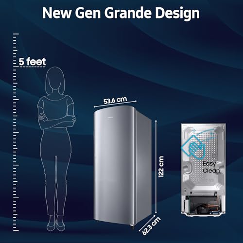 Image of Samsung 183 L, 2 Star, Digital Inverter, Direct-Cool Single Door Refrigerator (RR19H20C2GS /NL, Gray Silver, Single Touch Defrost, 2026 Model)