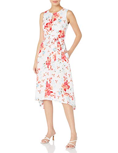 Karl Lagerfeld Paris Women's Sleeveless Midi with Tie Waist, Paradise Pink Multi, 0