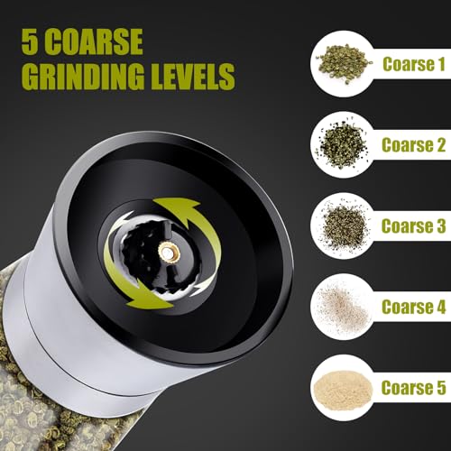 Gucass 2 PCS Salzmühle und Pfeffermühle, Gewürzmühlen Set mit Verstellbar Keramikmahlwerk, Pfeffer und Pfeffermühle Auch als Chilimühle, 200ML Manuell Salt and Pepper Grinder für Verschiedene Gewürze