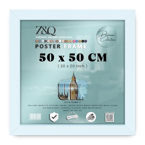 Image of Z&Q | Aesthetic MDF Wall Frame (50 x 50 CM) Wooden Art Frame, Home & Office Display 20 Inch x 20 Inch Stylish Mount, 500 x 500 mm [ White ]