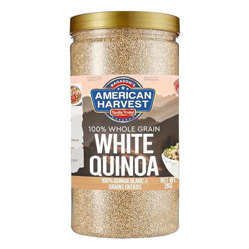 American Harvest White Quinoa 2kg Jar | 100% Natural Whole Grain Quinoa | Gluten Free Superfood | High Protein | Fluffy Texture | Ideal for Salads Bowls & Cooking