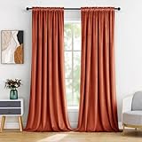 Picture of MIULEE Burnt Orange Velvet Curtains Thermal Insulated Blackout Curtain Fall Drapes for Bedroom Living Room Darkening 96 Inches Long Rust Terracotta Panels Rod Pocket Set of 2