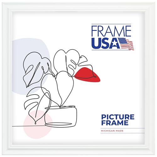 Frame USA 16x16 Picture Frame, White, Value Added Series, Wall Hanging Frame with High Clarity Plexiglass