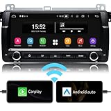 Radio Coche Bluetooth Pantalla Carplay Inalámbrico [Android 10.0 4GB+64GB] 1 DIN para BMW E46 M3 1998-2004, 8.8 Pulgadas Autoradio con WiFi/GPS/RDS/USB/FM/SD/RCA, Apoyo Mandos Volante, Mirrorlink