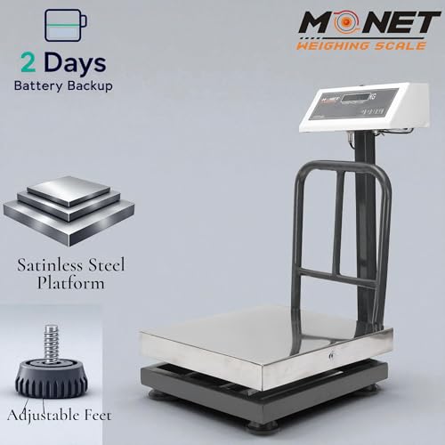Image of MONET Platform Weighing Scale | Green Display Light | For Industrial And Commercial Use | 200kg Weight Limit With 20g Accuracy | 500X500 MM Scale Size