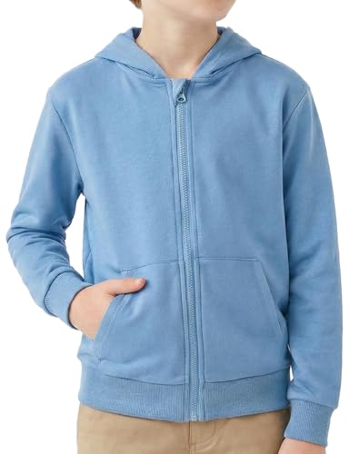 Image of Spring&Gege Boys Zip up Hoodie Soft Solid Classic Full Zip Hooded Sweatshirts for Kids (3-14 Years)