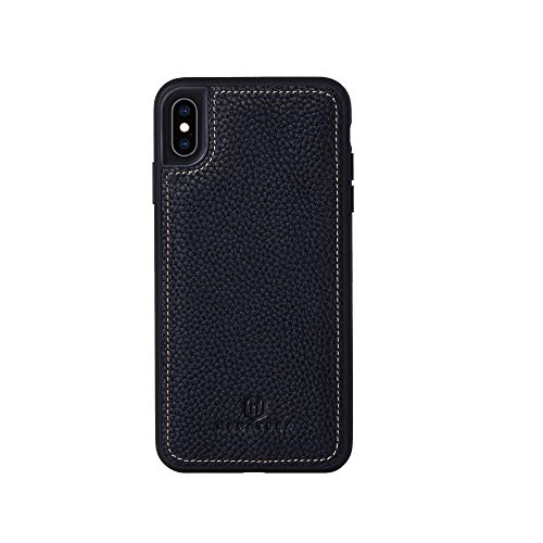 iPhone XS/iPhone X 本革ケース シュリンクカーフレザー 耐衝撃 ハンドメイド ギフト おしゃれ シンプル 大人可愛い メンズ レディース スマホケース 黒 クロ ブラック SPG-XS-Black