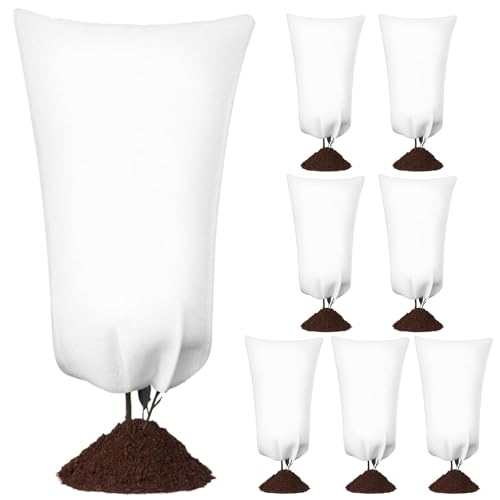 Sherika 12Pack Winter Plants Covers Freeze Protection, 32x47in 2.65OZ/yd² Frost Cloths for Outdoor Plants with Drawstring, Reusable Frosts Blankets for Outdoor plants, Garden& Village Planting, Animal