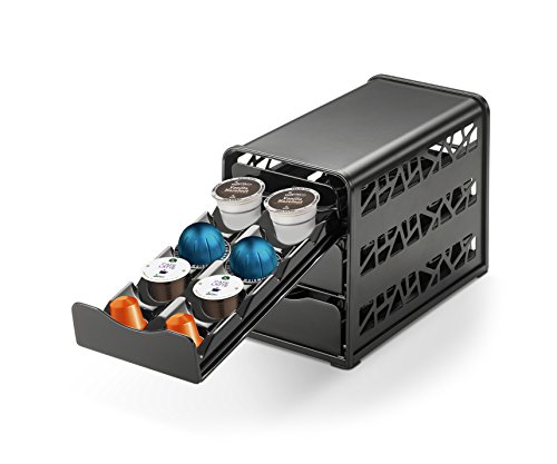 Java Concepts - 3-Tier Drawer for Keurig, iCoffee, Nespresso, Verismo. Fits in Cabinet or Countertop. Black. 24 ct