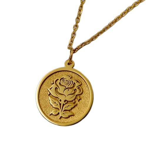Collier en argent sterling 925 et sa rose de 22 mm pour sublimer vos tenues d'été champêtres