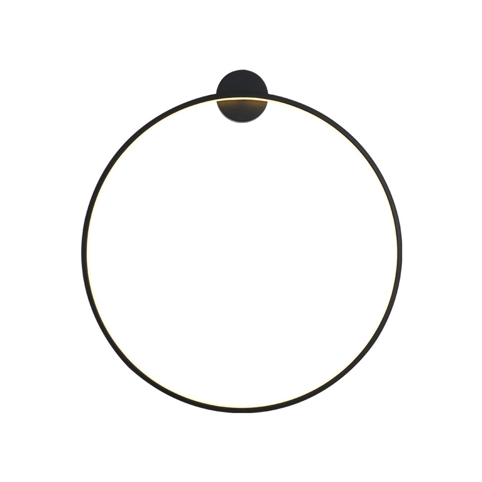 OZBMA Aluminum Ring LED Wall Lamp, Modern Circle Round Light for Bedroom Restaurant Living Room(Gold Tri Color Light,23.6inch) (Black Warm Light 23.6inch)