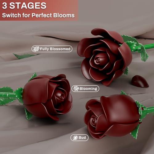 NOLAKMI Red Rose Bouquet Building Set for Adults Women 12 Pack - Artificial Flowers, Botanical Blocks Kit for Adults Women, Gift for Mother's Day Christmas & Valentine's Day Retro Decor — view 3