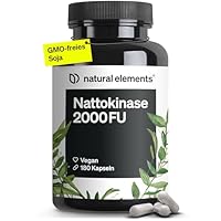 natural elements Nattokinase – 180 hochdosierte Kapseln je 100mg (20.000 FU/g) – ohne Gentechnik – vegan, ohne unnötige Zusätze – in Deutschland produziert & laborgeprüft