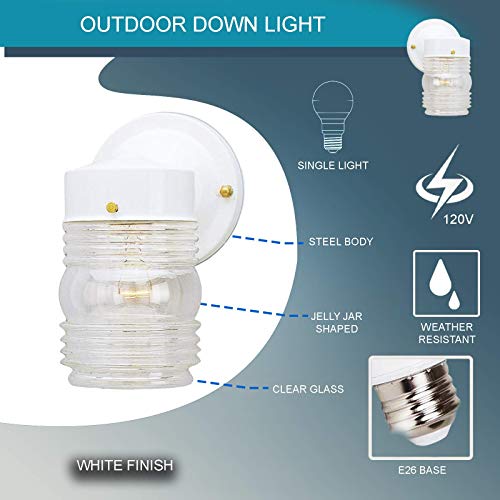 Ciata Outdoor Porch Light House Fixture Wall Mount Light Lantern Sconce, Lantern Sconce Fixture Jelly Jar Outdoor Down Light Fixture Front Porch - White #TOP6