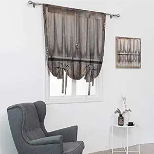 Rustic Window Blinds and Shades, Retro Entrance with Padlock to Abandoned House Wooden Gate Rough Oak Agriculture Image Roman Blinds for Window, Brown, 42