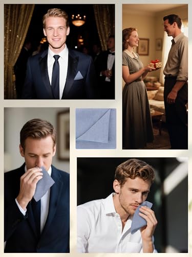 Image of Mantieqingway Cotton Handkerchiefs for Men Solid Color Pocket Square for Suit Formal Wedding Church