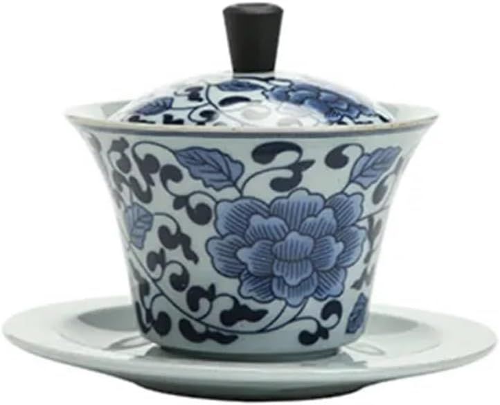 Ceramic Kung fu Covered Bowl for Home Use Retro Porcelain Tea with Tray with Lid Office Cup Water Set
