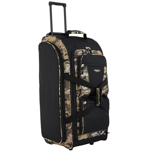Image of Travelers Club Xpedition 30 Inch Multi-Pocket Upright Rolling Duffel Bag, Camo, 30 inch Suitcase, Xpedition 30 Inch Multi-pocket Upright Rolling Duffel Bag
