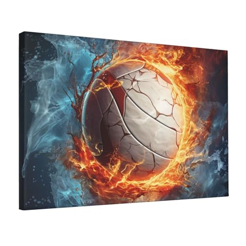 Toile volley-ball glace et feu au design abstrait et moderne OUSIKA