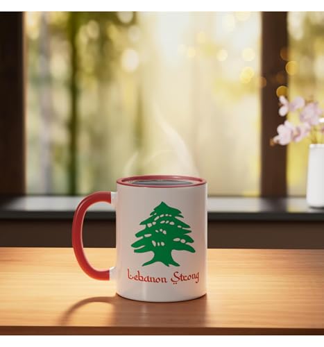 Taza Cerámica 11 oz con Bandera Libanesa Rojo y Blanco miniatura 3