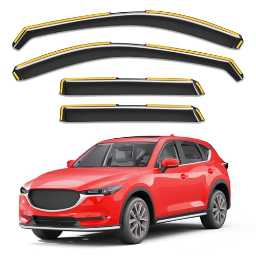 Saleago in-Channel Window Rain Guards Compatible with Mazda CX5 CX-5 2017-2026, Extra Durable Vent Visors Window Visors Extra Durable Window Deflectors Vent Shades Car Accessories-4pcs