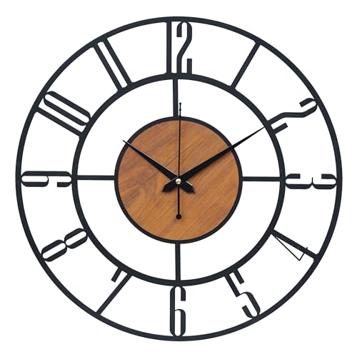 Image of Antique Metal Analog Wall Clock for Home| Big Size Modern Decorative Wall Watch for Home Decor(English Number, 18 Inch),Multicolor