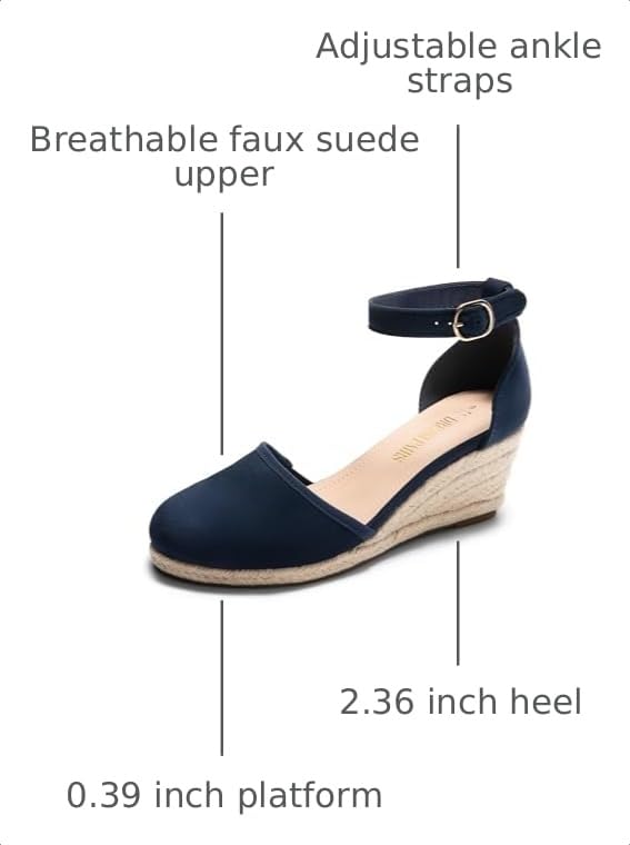 Image of DREAM PAIRS Women's Espadrilles Closed Toe Ankle Strap Dressy Platform Wedge Sandals