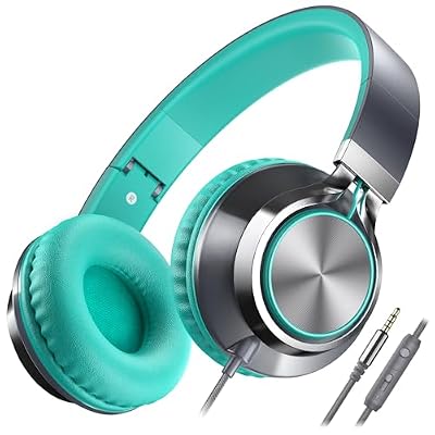 AILIHEN C8 Wired Headphones with Mic for Kids School,3.5mm Jack, Grey Mint