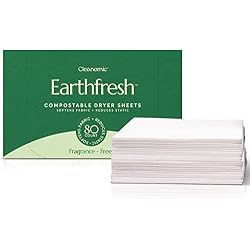 Cleanomic Earthfresh Fabric Softener Sheets Dryer Sheets, Softens & Removes Static Cling, Vegan Laundry Softener With Essential Oils -Fragrance Free