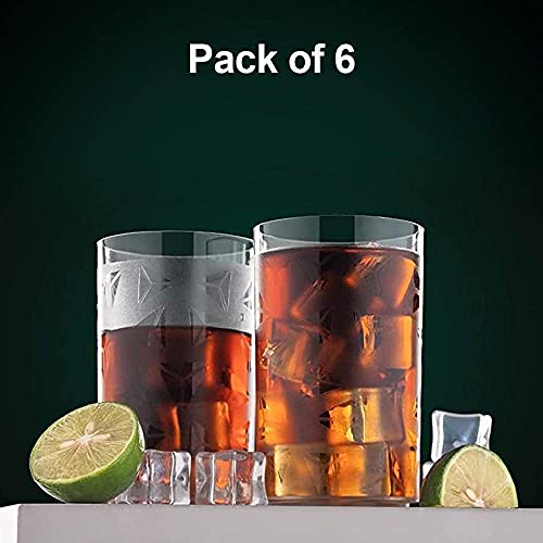 Image of TP INCORP Plastic Unbreakable Water,Juice, Drinking Glass Set Glass Set (250 ml, Glass) Glass Set (Blur Transparent Diamond Triangles, 6)