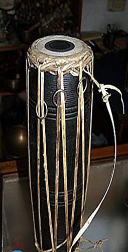 Himalayan Craft 14\" Large Medal Drum – Handcrafted Wooden Classical Nepali Tabla Drum with Strap – Traditional Folk Instrument for Festivals, Weddings & Cultural Events