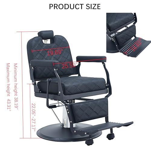 MWOSEN Barber Chair Salon Chair, Hair Styling Chairs for Barbershop Beauty Tattoo Massage Heavy Duty 700lbs for Hair Stylist, Salon