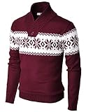 H2H Mens Casual Slim Fit Shawl Collar Pullover Sweater with Snowflake Pattern Wine US M/Asia L (KMOSWL0102)