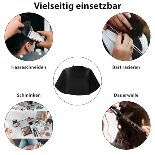 JRSHIRLEYLTD 1 Stück Frisierumhang Kurz, Schwarze Make up Umhang, Schminkmantel Friseurumhang Erwachsene, Wasserdichter Haar Schneideumhang,Umhang Friseurbedarf Friseur Zubehör