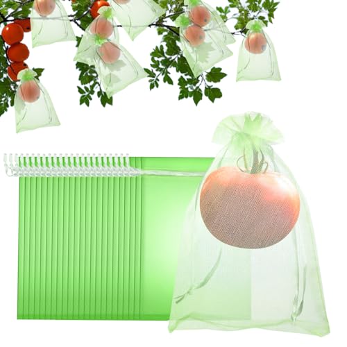 ENPOINT 100 Pcs Fruit Protection Bags, 6"x9" Garden Netting Green Bags for Fruits & Vegetables, Deer Netting Mesh Bag Drawstring, Green Bags for Produce Mango Tree Apple Tree Fruit Trees Plant Flower -  EPFBA561086_2x