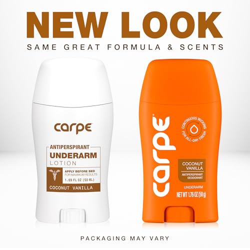 Carpe Underarm Antiperspirant Deodorant - Advanced Sweat & Odor Protection Formula - Antiperspirant for Women & Men Helps to Combat Excessive Sweating with Odor Control - Coconut Vanilla (Pack of 2)
