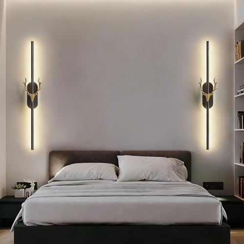 Aplique de pared LED regulable negro y oro de 60cm con mando para dormitorio 7