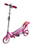 Space Scooter X580, Pink, Tretroller mit Schwungrad, per Luftdruckdämpfer Angetriebener Roller mit Bremsen, Luftfederung, Einfache Faltbarkeit, für Kinder ab 8 Jahren